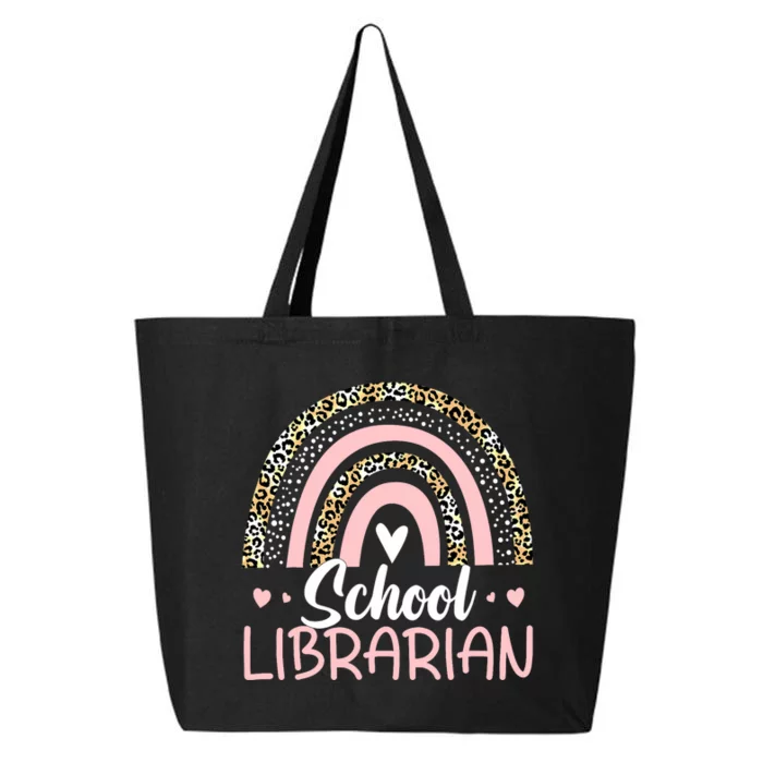 Funny School Librarian Rainbow Leopard Print Librarian 25L Jumbo Tote