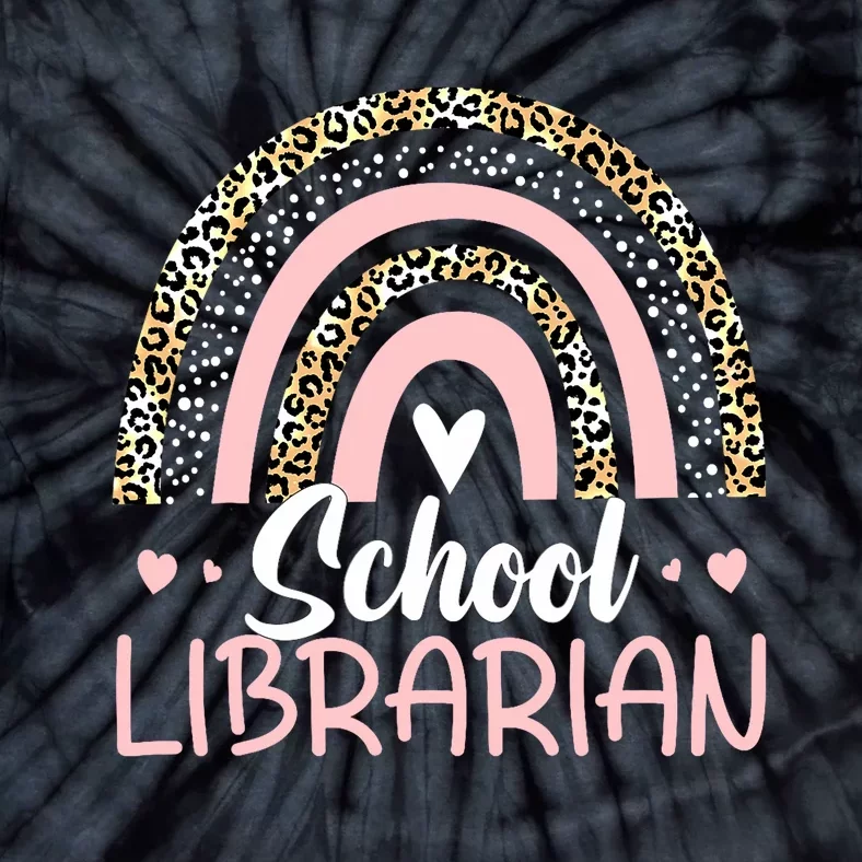 Funny School Librarian Rainbow Leopard Print Librarian Tie-Dye T-Shirt