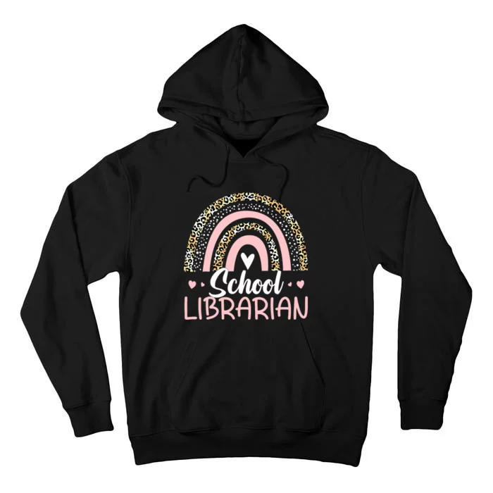 Funny School Librarian Rainbow Leopard Print Librarian Tall Hoodie