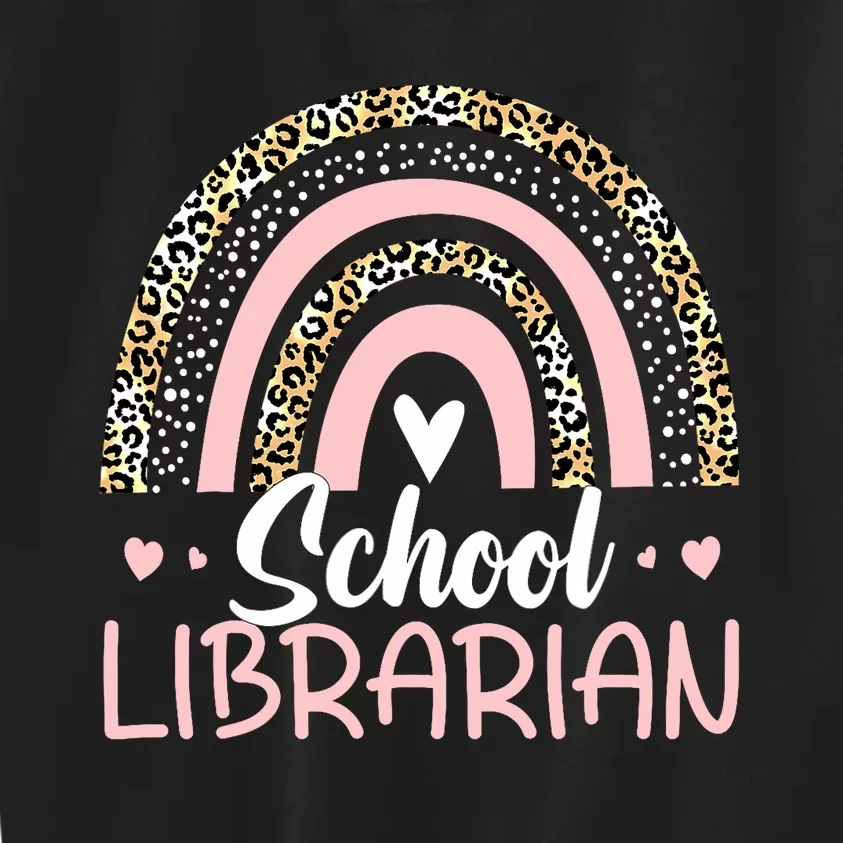 Funny School Librarian Rainbow Leopard Print Librarian Kids Sweatshirt