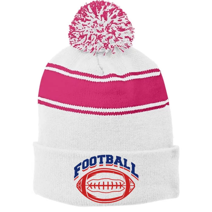 Football Sport Lover Gift Stripe Pom Pom Beanie