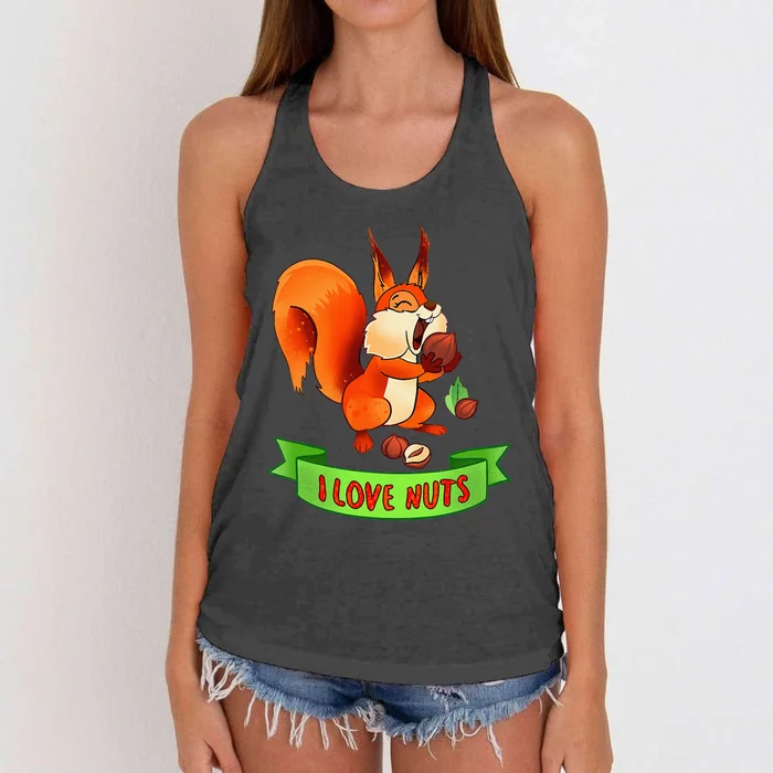 Funny Squirrel Lover Quote I Love Nuts Squirrel Pet Owner Women's Knotted Racerback Tank