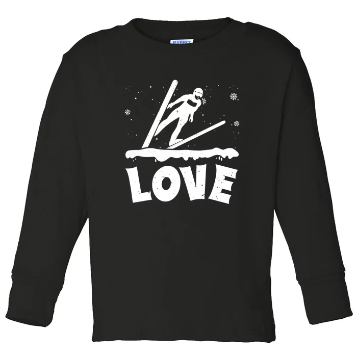 Funny Skiing Lover Gift For Skier Toddler Long Sleeve Shirt