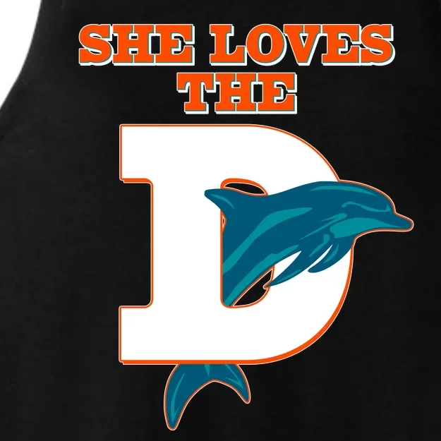 Funny She Loves The D Miami Football Fan Ladies Tri-Blend Wicking Tank