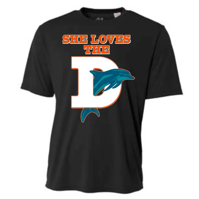 Funny She Loves The D Miami Football Fan Cooling Performance Crew T-Shirt