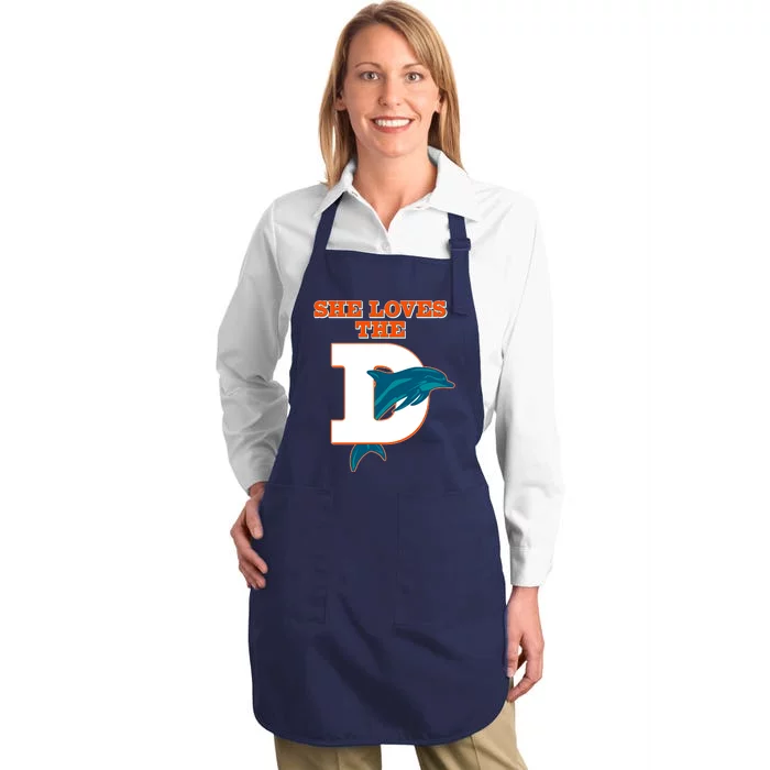 Funny She Loves The D Miami Football Fan Full-Length Apron With Pocket