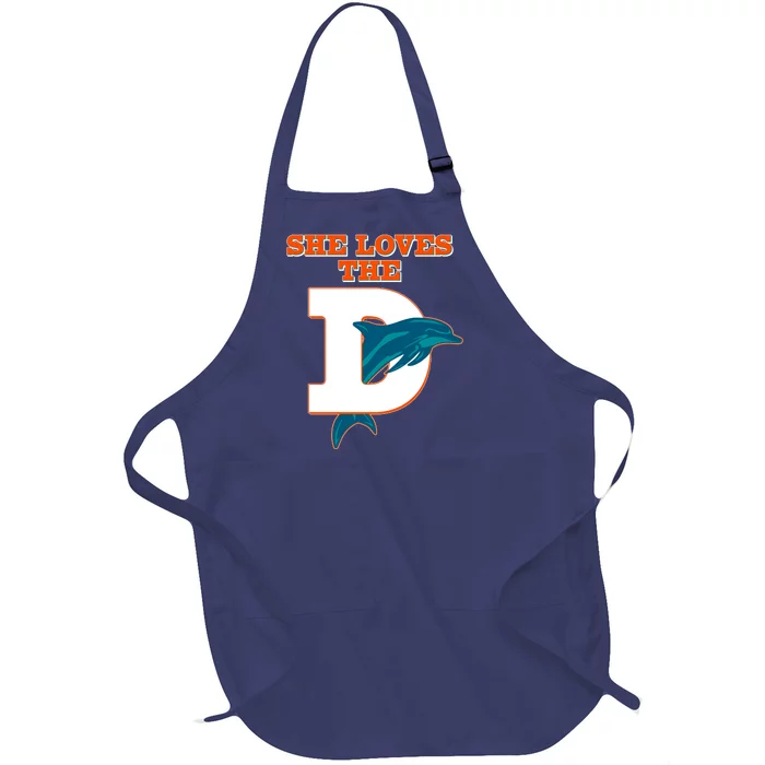 Funny She Loves The D Miami Football Fan Full-Length Apron With Pocket