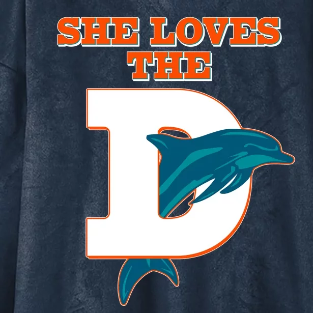 Funny She Loves The D Miami Football Fan Hooded Wearable Blanket