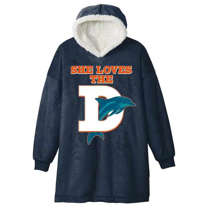 Funny She Loves The D Miami Football Fan Hooded Wearable Blanket