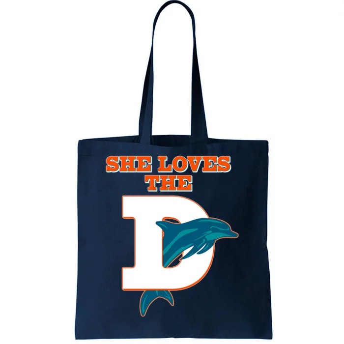 Funny She Loves The D Miami Football Fan Tote Bag