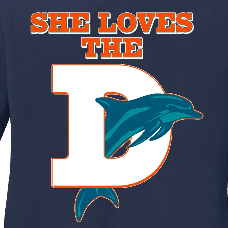 Funny She Loves The D Miami Football Fan Ladies Long Sleeve Shirt