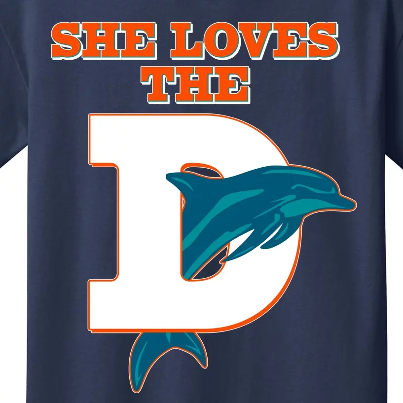 Funny She Loves The D Miami Football Fan Kids T-Shirt