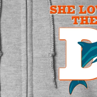 Funny She Loves The D Miami Football Fan Full Zip Hoodie