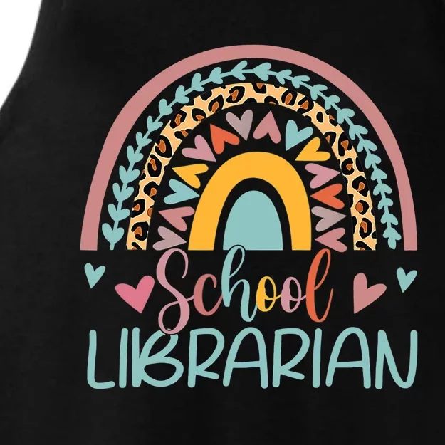 Funny School Librarian Rainbow Leopard Print Librarian Ladies Tri-Blend Wicking Tank