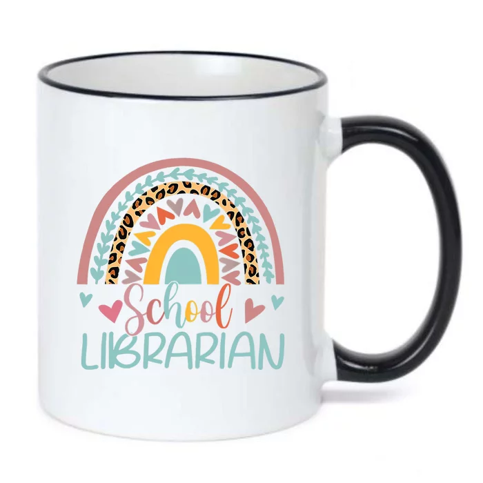 Funny School Librarian Rainbow Leopard Print Librarian Black Color Changing Mug