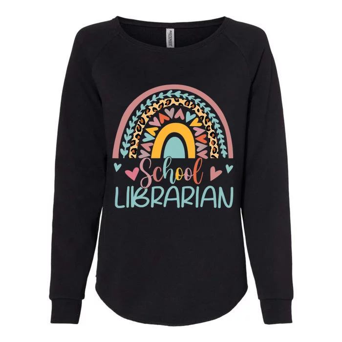 Funny School Librarian Rainbow Leopard Print Librarian Womens California Wash Sweatshirt