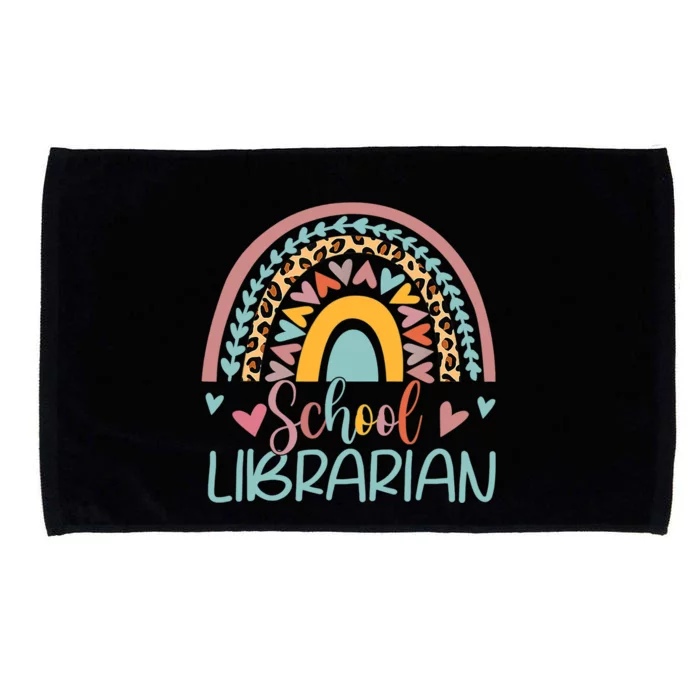 Funny School Librarian Rainbow Leopard Print Librarian Microfiber Hand Towel