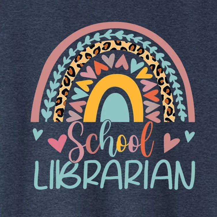 Funny School Librarian Rainbow Leopard Print Librarian Women's Crop Top Tee