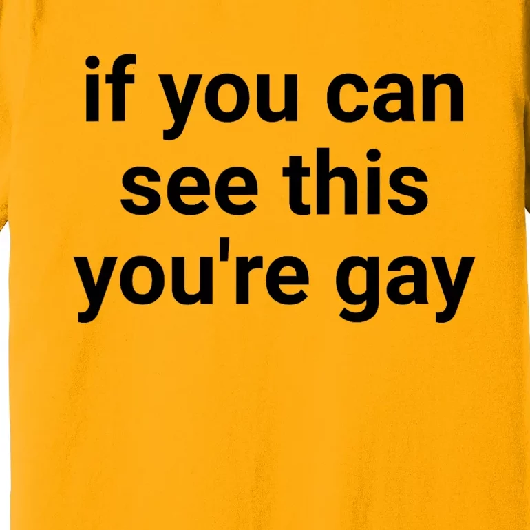 Funny Saying Men Pride Gay If You Can See This Youre Gay Premium T-Shirt