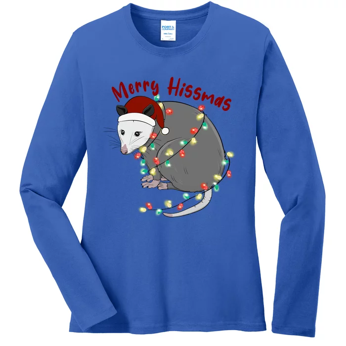 Funny Santa Mouse Merry Hissmas Claus Merry Xmas Team Santa Meaningful Gift Ladies Long Sleeve Shirt