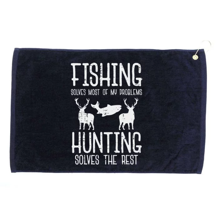 Fishing Solves Most Problems Hunting Rest Funny Grommeted Golf Towel