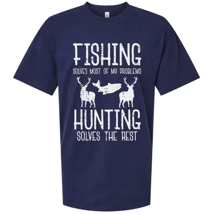 Fishing Solves Most Problems Hunting Rest Funny Sueded Cloud Jersey T-Shirt