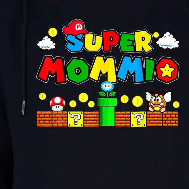 Funny Super Mommio Mothers Video Game Lovers Womens Funnel Neck Pullover Hood