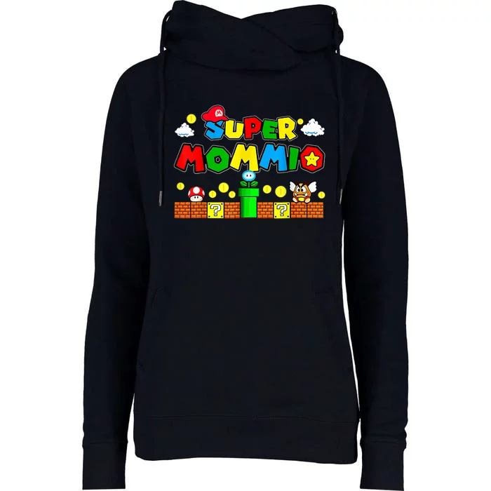 Funny Super Mommio Mothers Video Game Lovers Womens Funnel Neck Pullover Hood