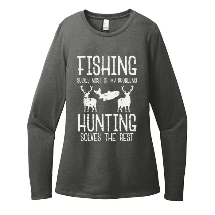 Fishing Solves Most Problems Hunting Rest Womens CVC Long Sleeve Shirt