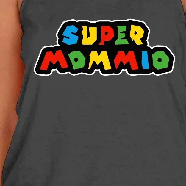 Funny Super Mommio Video Game Lover Mothers Day Women's Knotted Racerback Tank