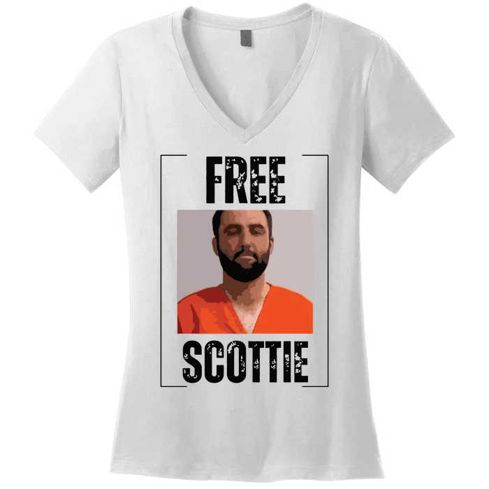 Free Scottie Mugshot Women's V-Neck T-Shirt