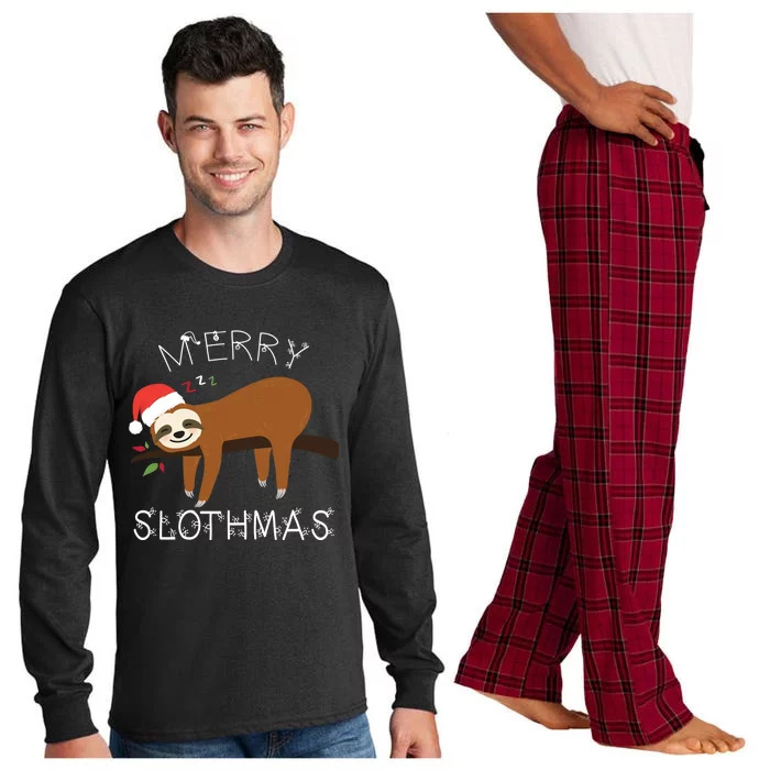 Funny Sloth Merry Christmas Merry Slothmas Holiday Funny Gift Cool Gift Long Sleeve Pajama Set