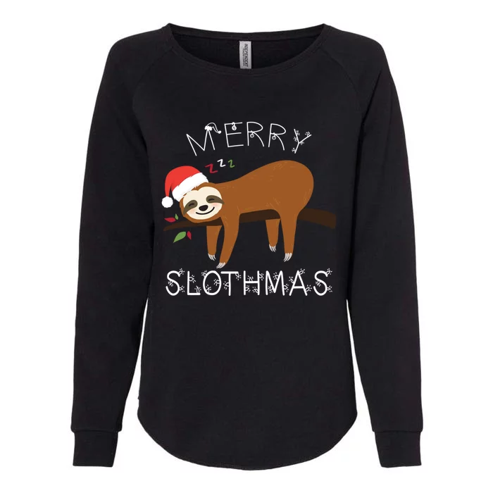 Funny Sloth Merry Christmas Merry Slothmas Holiday Funny Gift Cool Gift Womens California Wash Sweatshirt