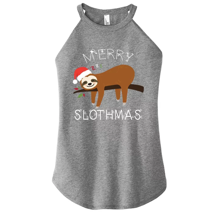 Funny Sloth Merry Christmas Merry Slothmas Holiday Funny Gift Cool Gift Women’s Perfect Tri Rocker Tank