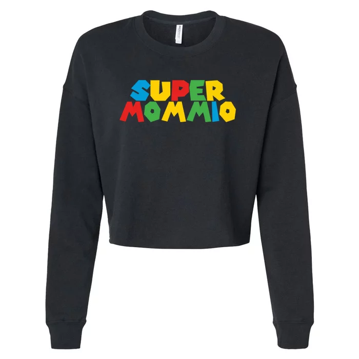 Funny Super Mommio Mother's Day Gamer Cropped Pullover Crew