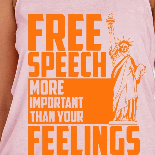 Free Speech More Important Than Your Feelings Women's Knotted Racerback Tank