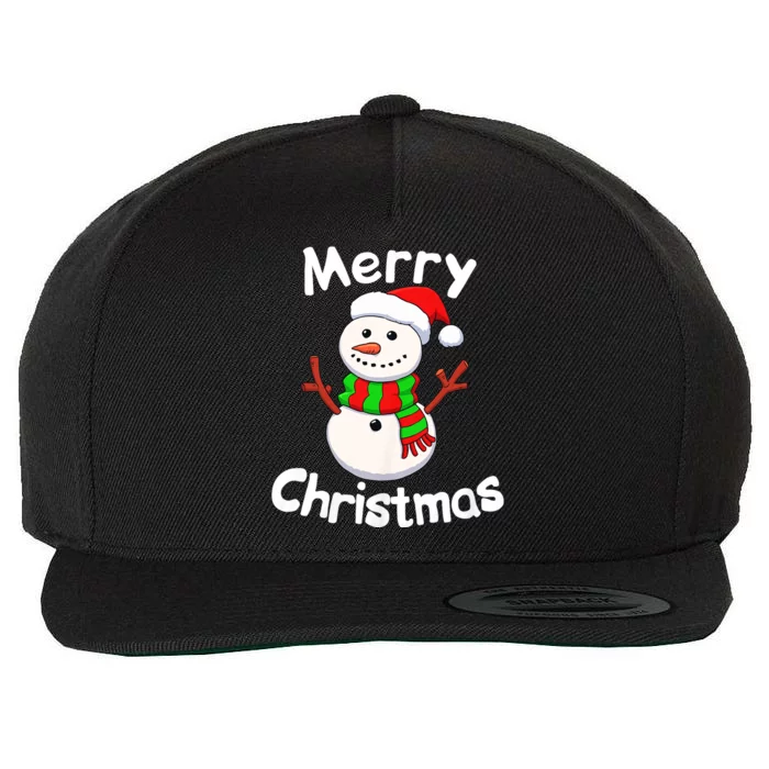 Funny Snowman Merry Christmas Wool Snapback Cap