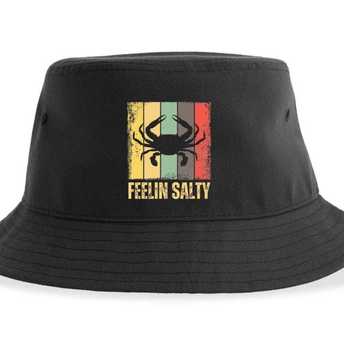 Feelin Salty Maryland Crab Retro Vintage Sustainable Bucket Hat