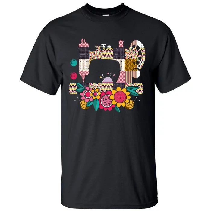 Floral Sewing Machine Flower Seamstress Sewing Machine Tall T-Shirt