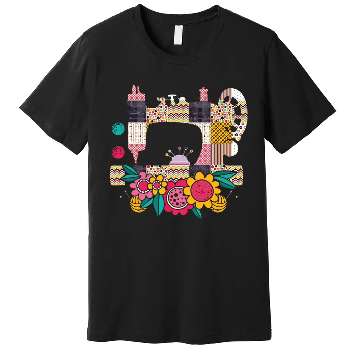 Floral Sewing Machine Flower Seamstress Sewing Machine Premium T-Shirt