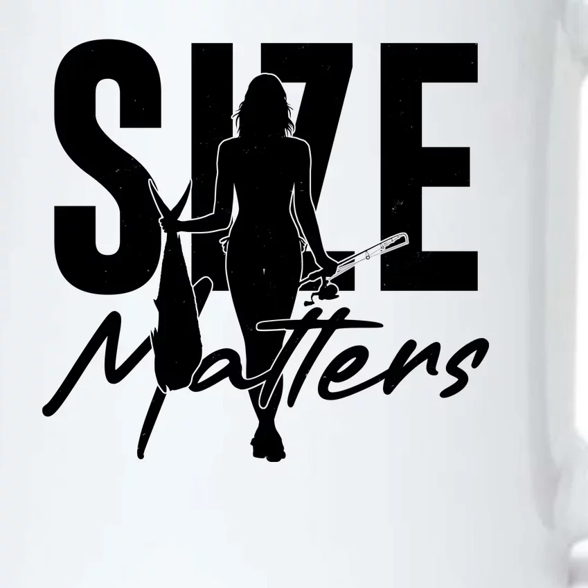 Funny Size Matters Sexy Woman Fisher Fisherman Black Color Changing Mug