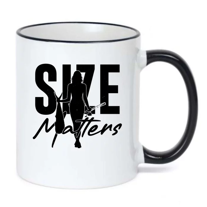 Funny Size Matters Sexy Woman Fisher Fisherman Black Color Changing Mug