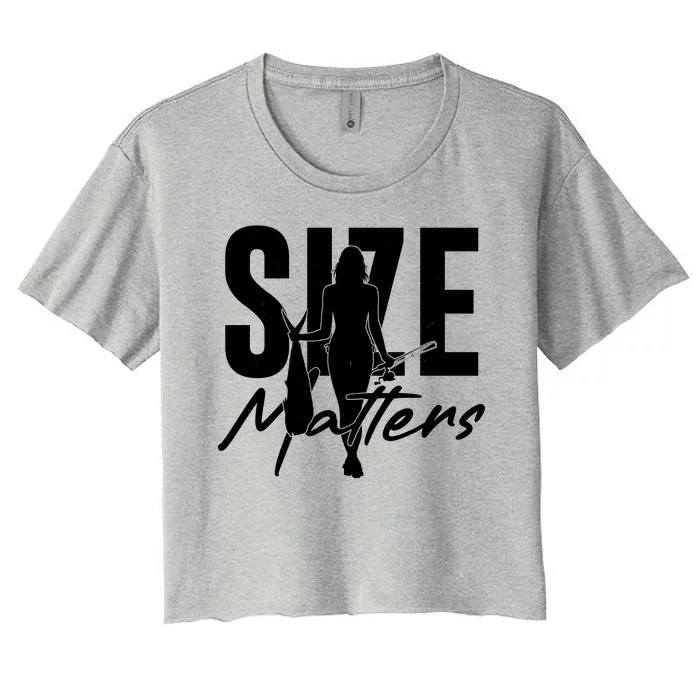 Funny Size Matters Sexy Woman Fisher Fisherman Women's Crop Top Tee