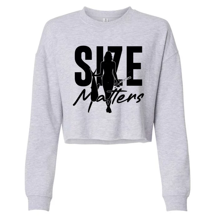 Funny Size Matters Sexy Woman Fisher Fisherman Cropped Pullover Crew