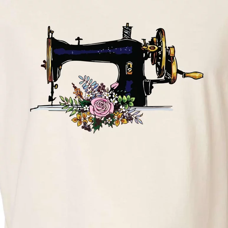 Flower Sewing Machine Funny Quilting Lover Gift Garment-Dyed Women's Muscle Tee