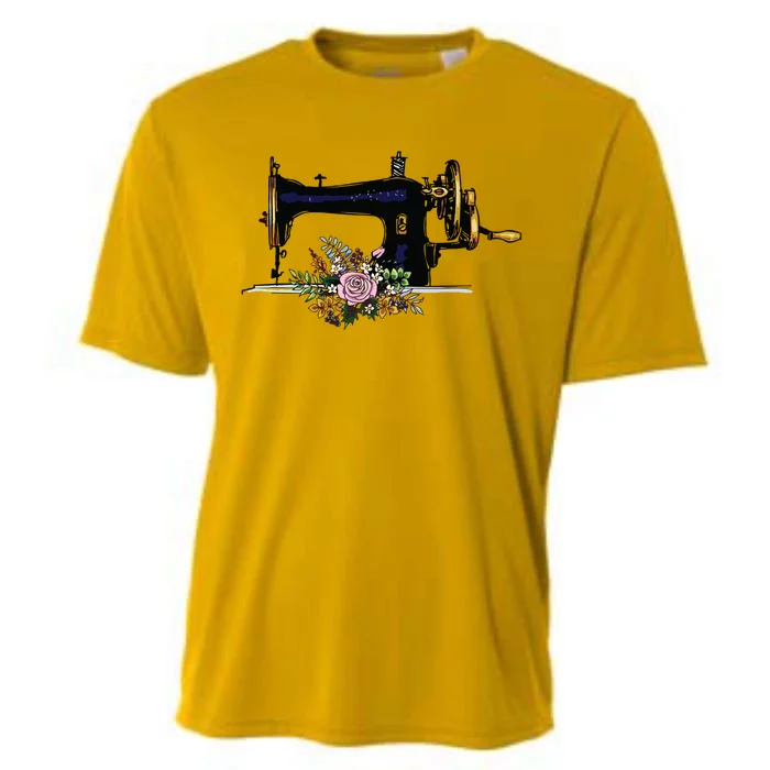 Flower Sewing Machine Funny Quilting Lover Gift Cooling Performance Crew T-Shirt