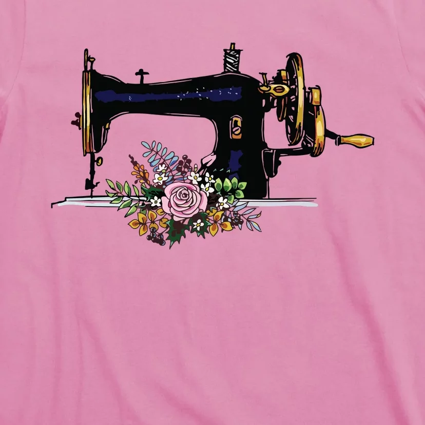 Flower Sewing Machine Funny Quilting Lover Gift T-Shirt