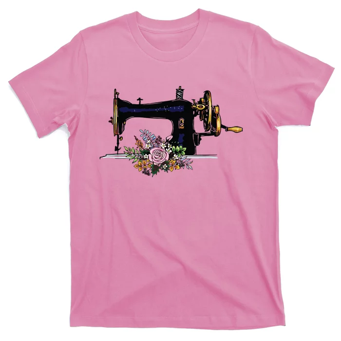 Flower Sewing Machine Funny Quilting Lover Gift T-Shirt