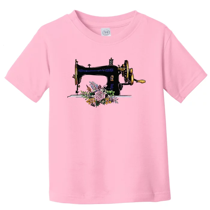 Flower Sewing Machine Funny Quilting Lover Gift Toddler T-Shirt