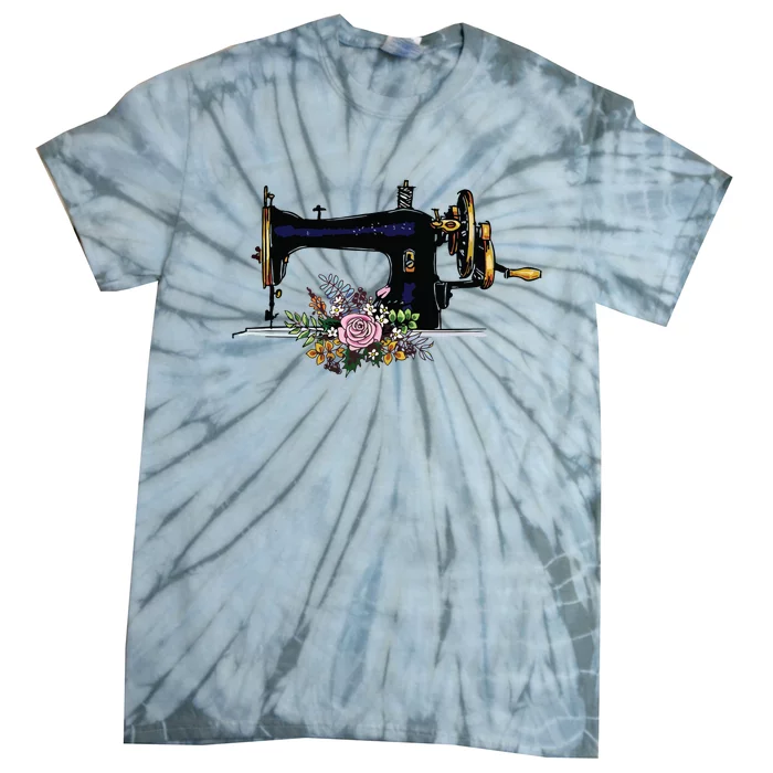 Flower Sewing Machine Funny Quilting Lover Gift Tie-Dye T-Shirt